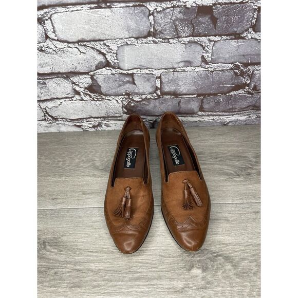Cappagallo Brown Leather Wingtip Tassel Loafer Shoes Women Sz 6M US - Picture 14 of 16